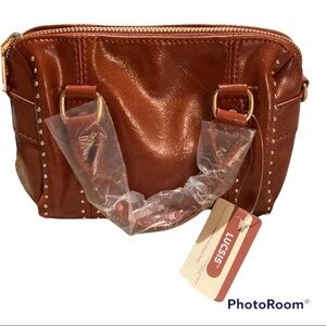 Studded leather cross body bag